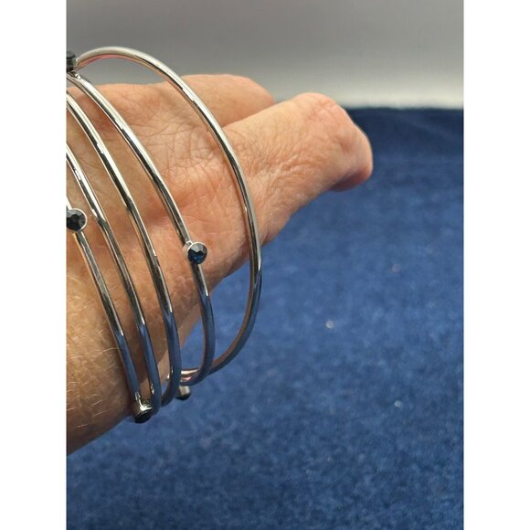 Paparazzi Delicate Decadence Silver Bangle Bracelet With Black Beads goth witch - Picture 4 of 5